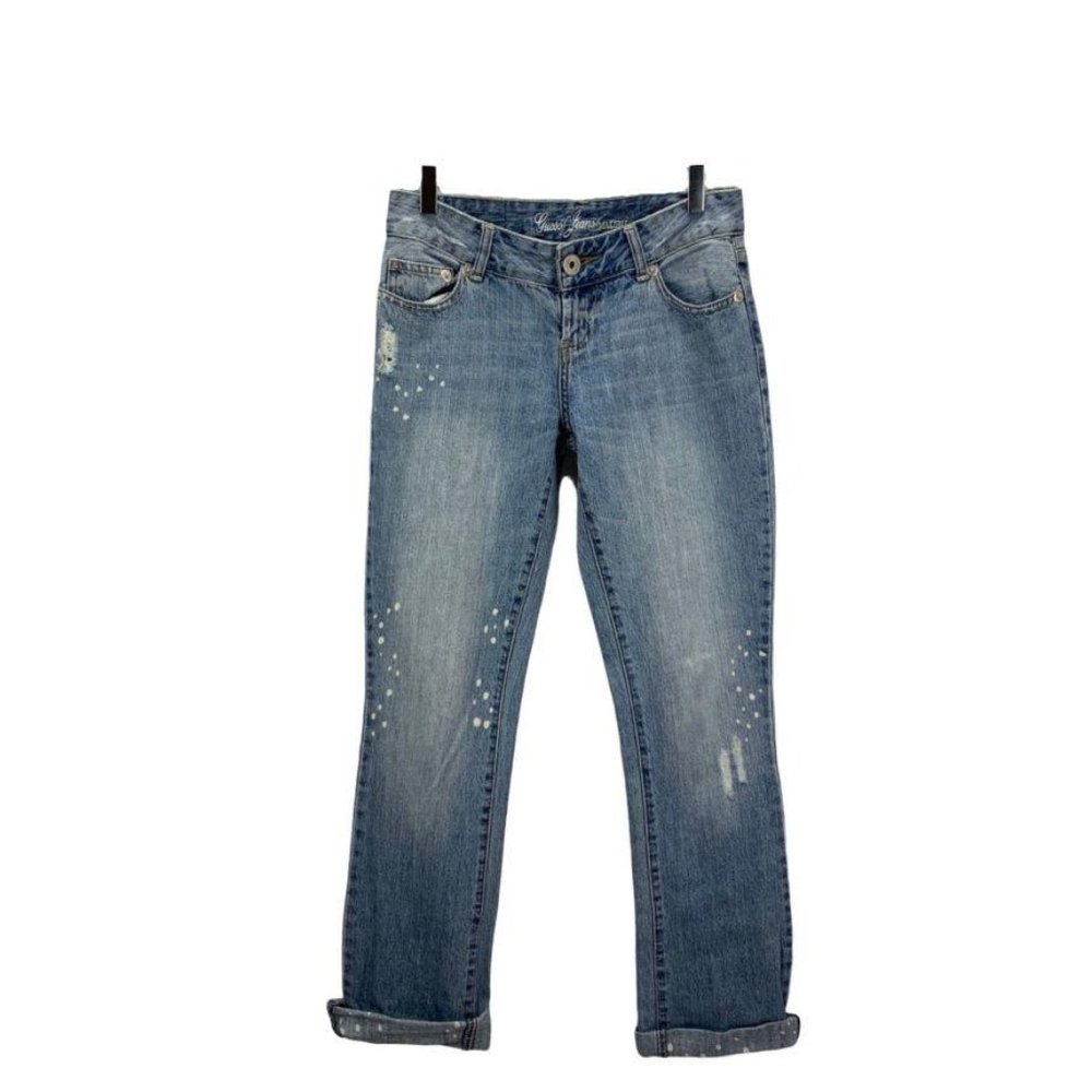 Guess Jeans Blue Jeans‎ Distressed Spattered Cuffed